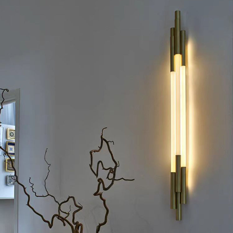 Aplique de pared de LED de cobre acrílico de tira larga de simplicidad moderna para pasillo 