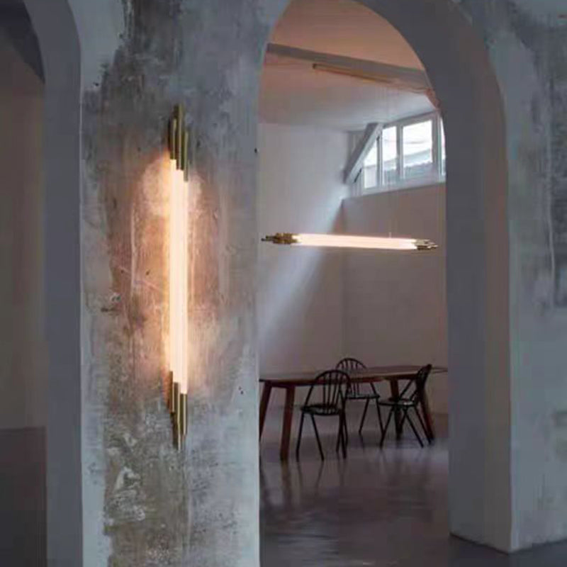 Aplique de pared de LED de cobre acrílico de tira larga de simplicidad moderna para pasillo 