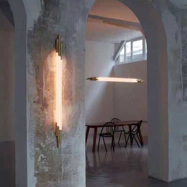 Aplique de pared de LED de cobre acrílico de tira larga de simplicidad moderna para pasillo 