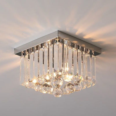 Cylindre de luxe moderne en acier inoxydable avec cristal, plafonnier semi-encastré à 1 lumière pour salon 