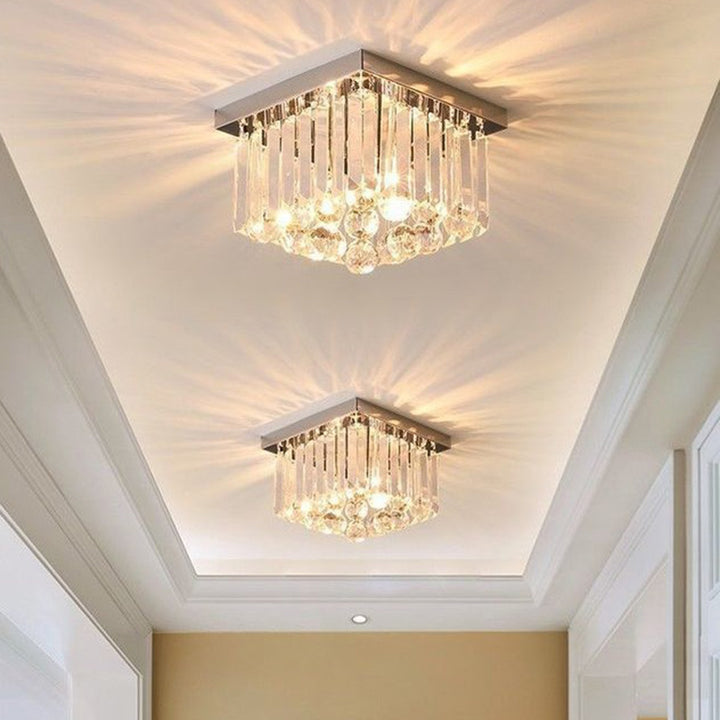 Moderner Luxus Zylinder Edelstahl Kristall 1-Licht Semi-Flush Deckenleuchte Für Wohnzimmer 