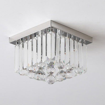 Cylindre de luxe moderne en acier inoxydable avec cristal, plafonnier semi-encastré à 1 lumière pour salon 