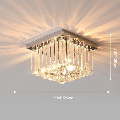Cylindre de luxe moderne en acier inoxydable avec cristal, plafonnier semi-encastré à 1 lumière pour salon 