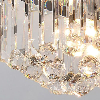 Cylindre de luxe moderne en acier inoxydable avec cristal, plafonnier semi-encastré à 1 lumière pour salon 