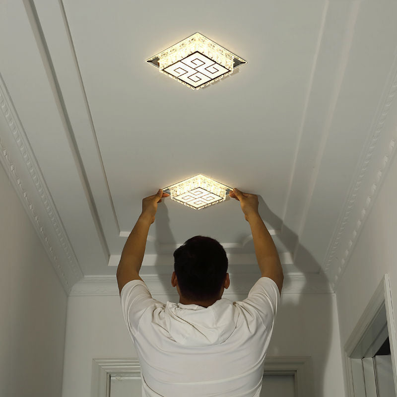 Moderne Einfachheit Quadrat Glas Kristall LED Deckenleuchte für den Flur 