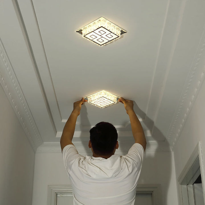 Moderne Einfachheit Quadrat Glas Kristall LED Deckenleuchte für den Flur 