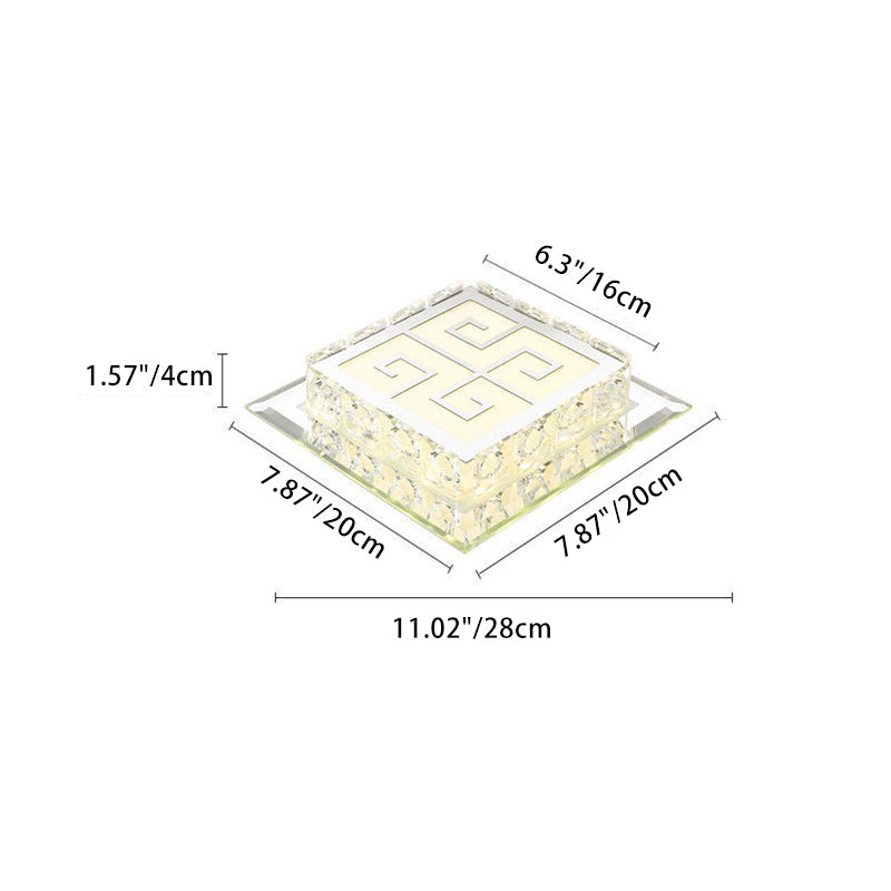 Moderne Einfachheit Quadrat Glas Kristall LED Deckenleuchte für den Flur 