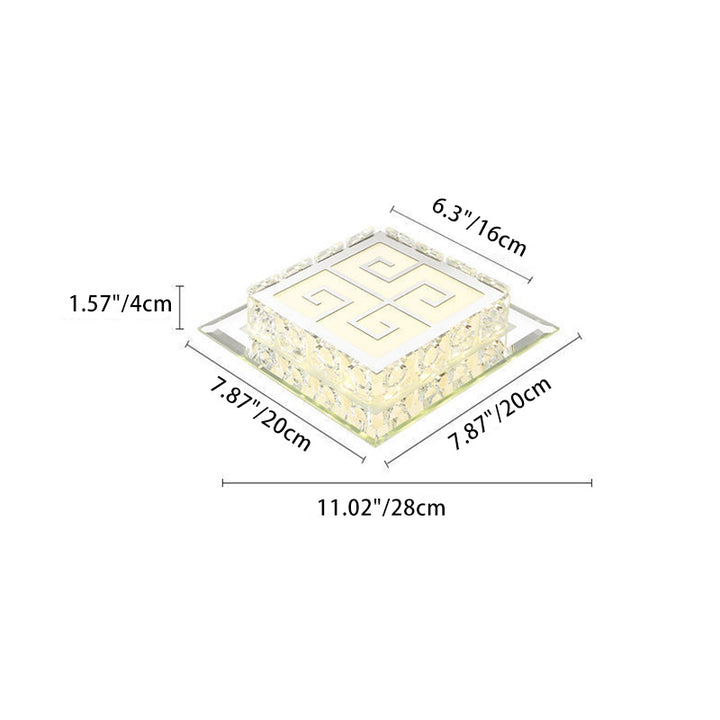 Moderne Einfachheit Quadrat Glas Kristall LED Deckenleuchte für den Flur 