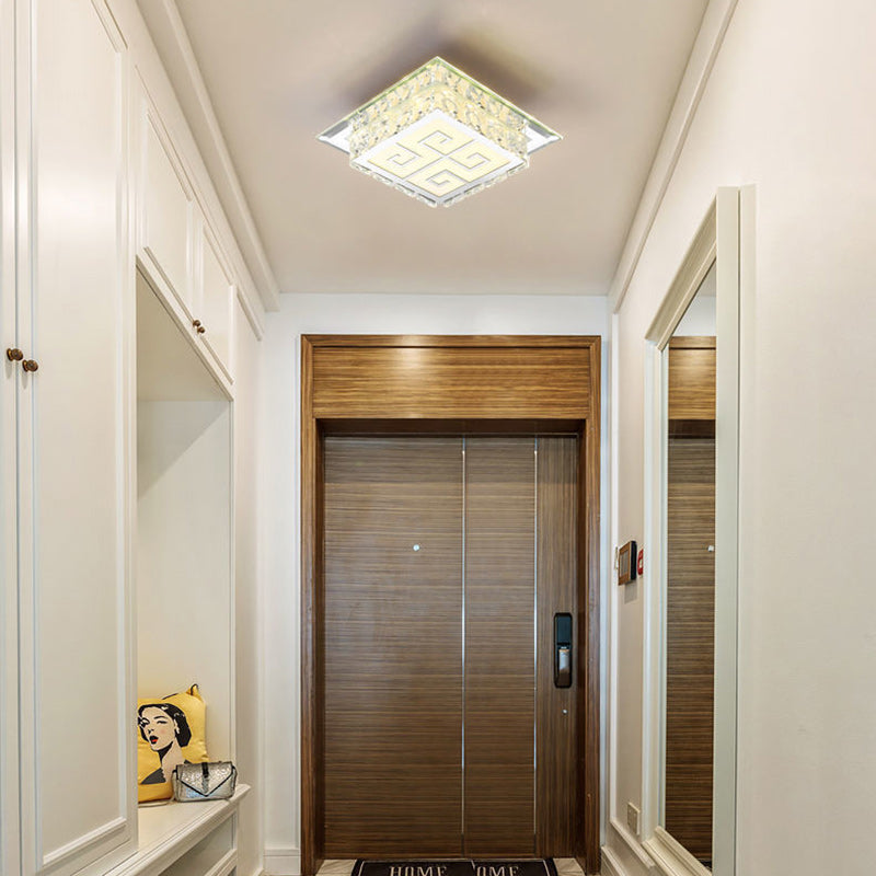 Moderne Einfachheit Quadrat Glas Kristall LED Deckenleuchte für den Flur 
