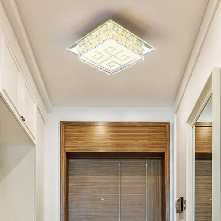 Moderne Einfachheit Quadrat Glas Kristall LED Deckenleuchte für den Flur 