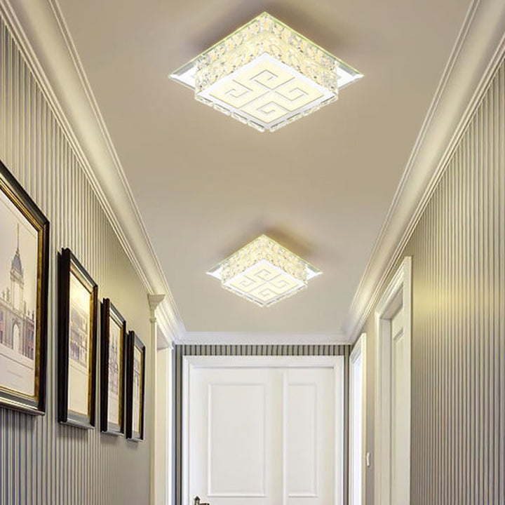 Moderne Einfachheit Quadrat Glas Kristall LED Deckenleuchte für den Flur 