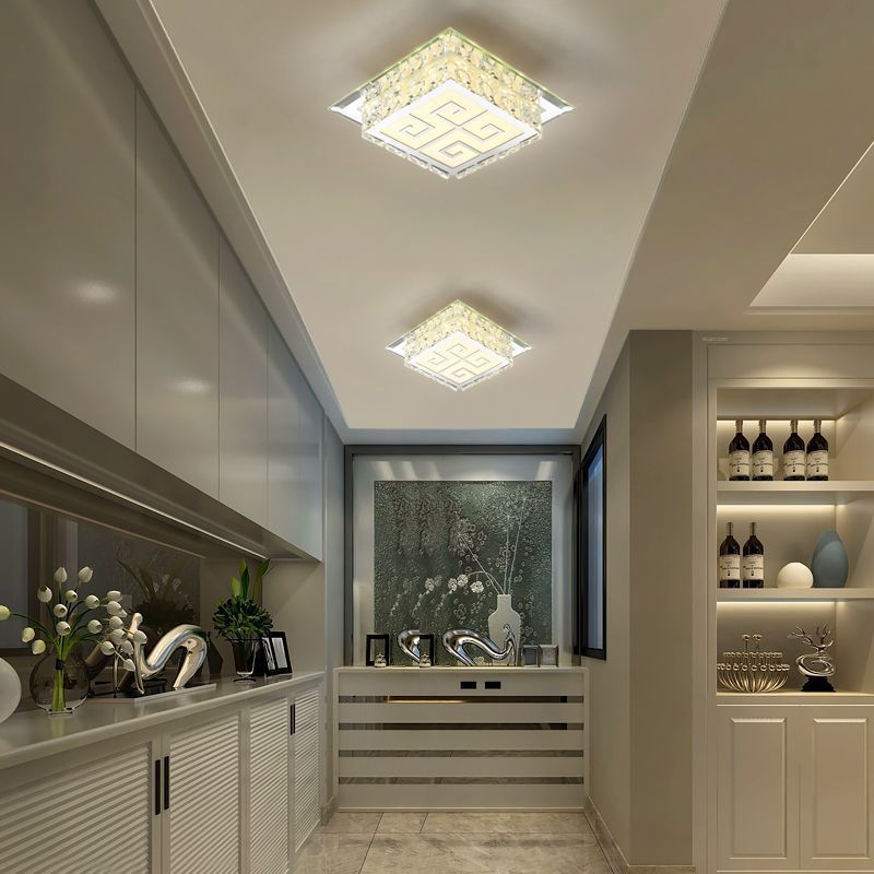 Moderne Einfachheit Quadrat Glas Kristall LED Deckenleuchte für den Flur 