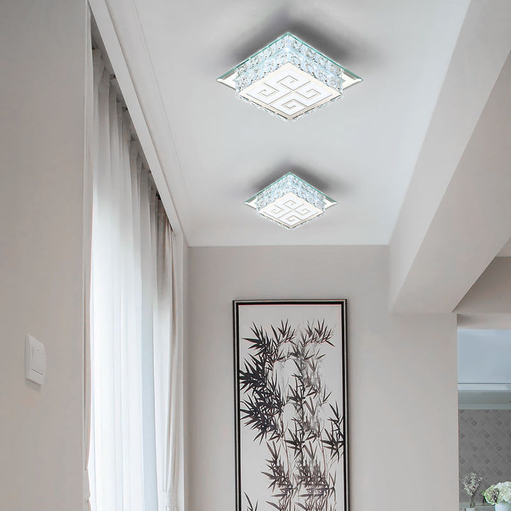 Moderne Einfachheit Quadrat Glas Kristall LED Deckenleuchte für den Flur 