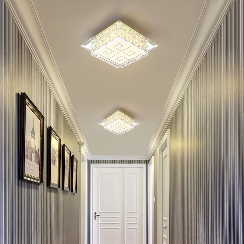 Moderne Einfachheit Quadrat Glas Kristall LED Deckenleuchte für den Flur 