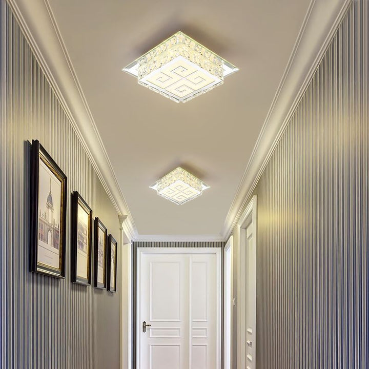 Moderne Einfachheit Quadrat Glas Kristall LED Deckenleuchte für den Flur 