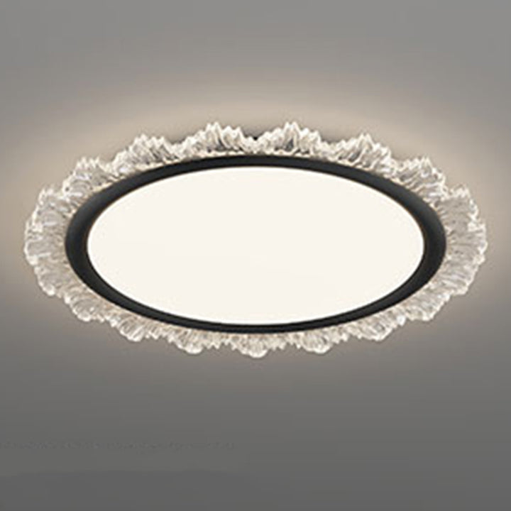 Modern Luxury Transparent Round Aluminum Acrylic LED Flush Mount Ceiling Light For Bedroom