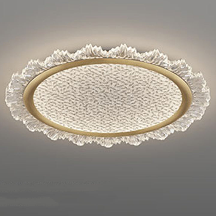 Modern Luxury Transparent Round Aluminum Acrylic LED Flush Mount Ceiling Light For Bedroom