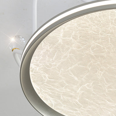 Contemporary Creative Round Crown Iron Aluminum Acrylic LED Semi-Flush Mount Ceiling Light For Bedroom