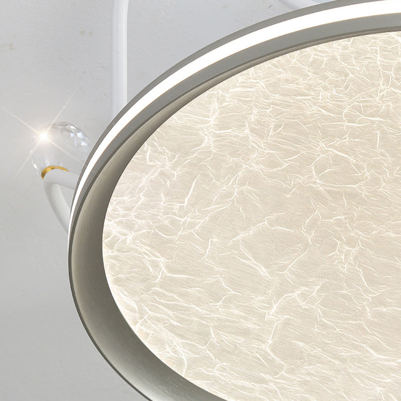 Contemporary Creative Round Crown Iron Aluminum Acrylic LED Semi-Flush Mount Ceiling Light For Bedroom