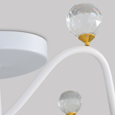 Contemporary Creative Round Crown Iron Aluminum Acrylic LED Semi-Flush Mount Ceiling Light For Bedroom