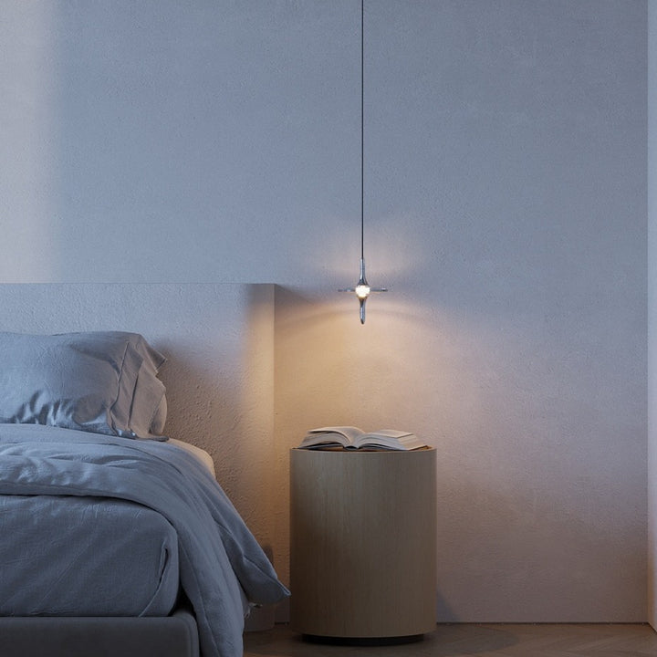 Moderne Einfachheit Kegel Metall Kristall LED Pendelleuchte für das Schlafzimmer 