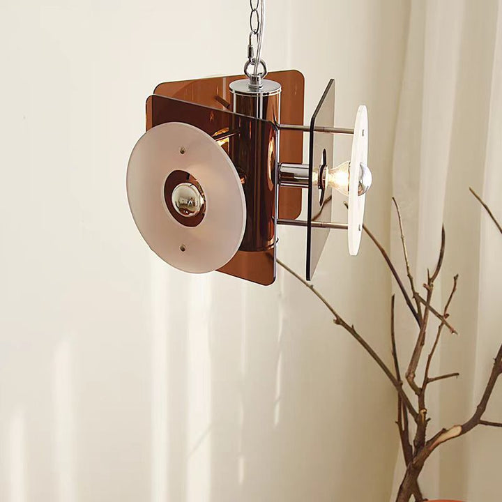 Suspension contemporaine nordique en métal acrylique à prisme à 3 lumières pour chambre 