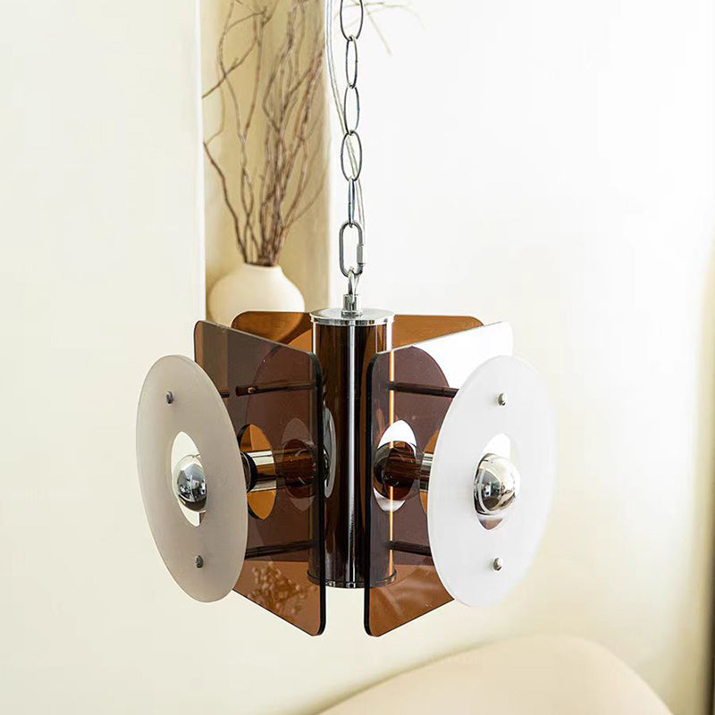 Suspension contemporaine nordique en métal acrylique à prisme à 3 lumières pour chambre 