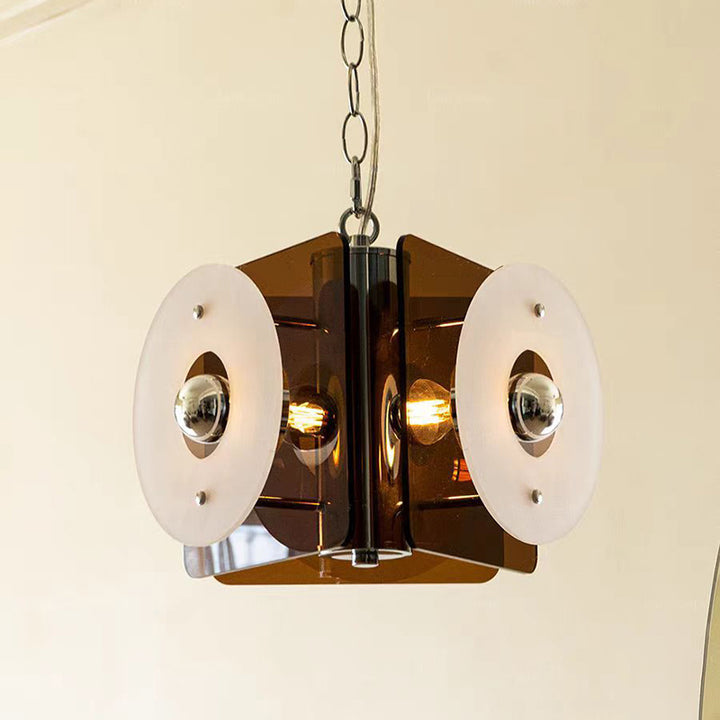 Suspension contemporaine nordique en métal acrylique à prisme à 3 lumières pour chambre 