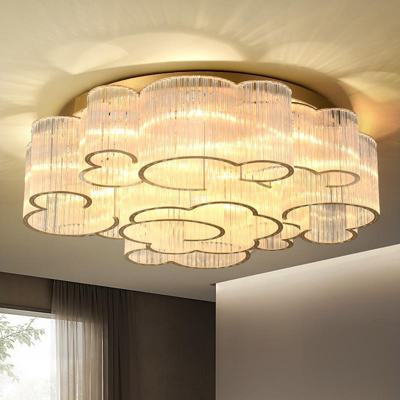 Plafonnier semi-encastré en acier au carbone avec verre rond nuage traditionnel chinois 7/11/15 lumières pour salon 