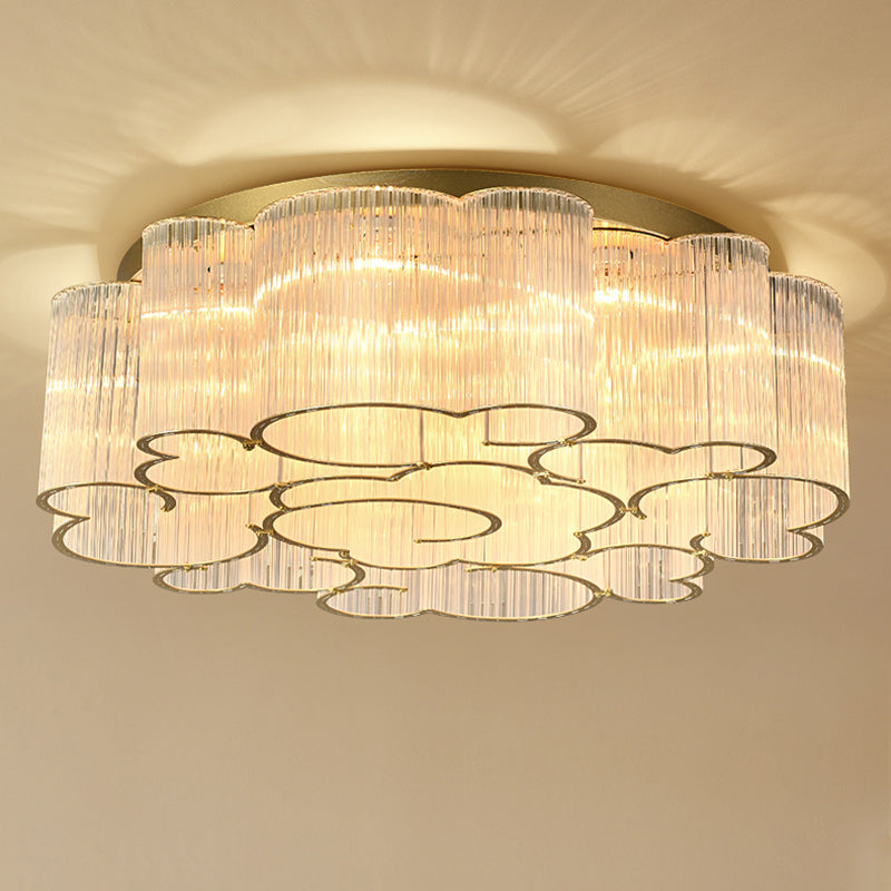 Plafonnier semi-encastré en acier au carbone avec verre rond nuage traditionnel chinois 7/11/15 lumières pour salon 