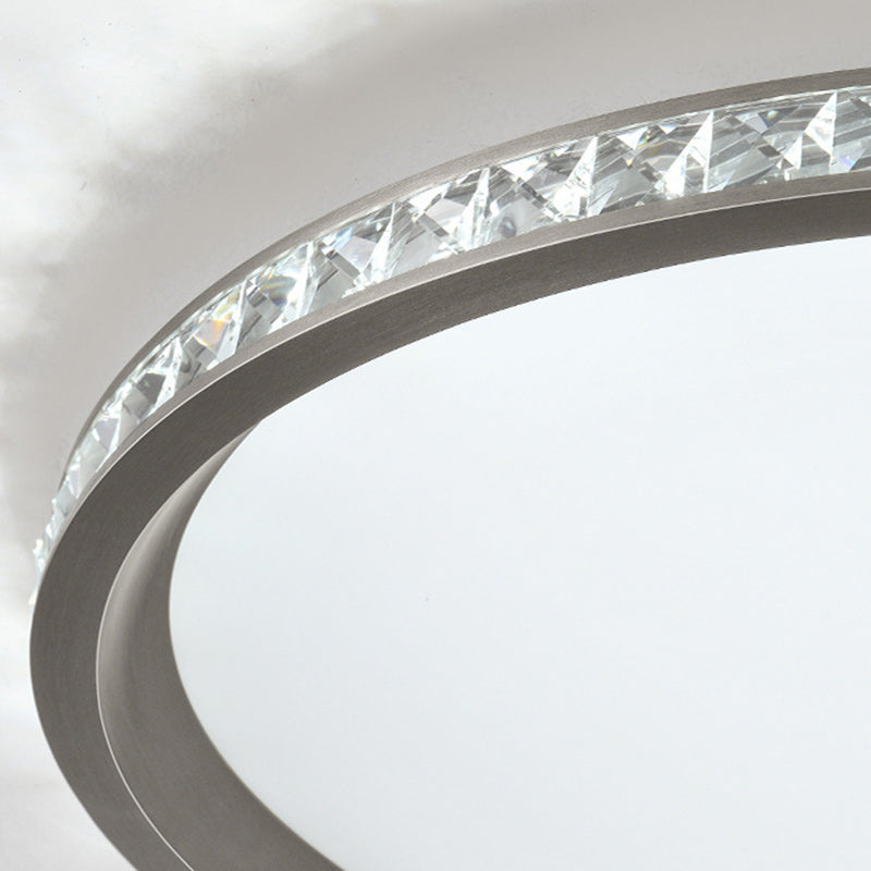 Moderne Einfachheit Runde Aluminium Kristall Metall LED Deckenleuchte für Schlafzimmer 