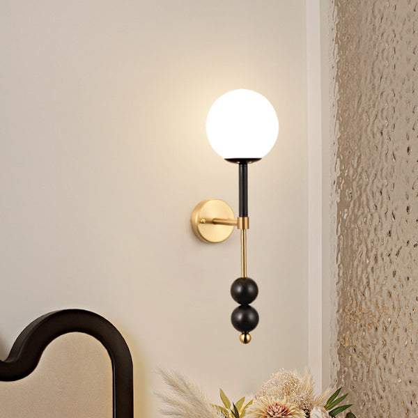 Applique murale traditionnelle française en fer et verre avec globe, 1 lumière pour chambre à coucher 