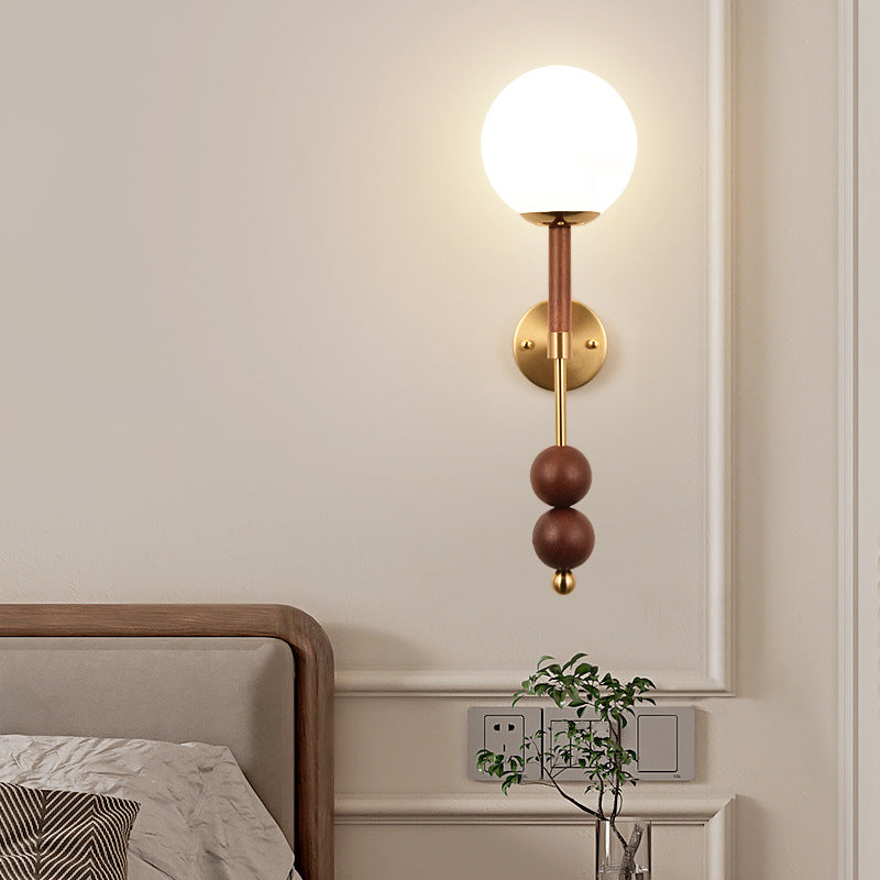Traditionelle französische Globus Eisen Glas 1-Licht Wandleuchte für Schlafzimmer 