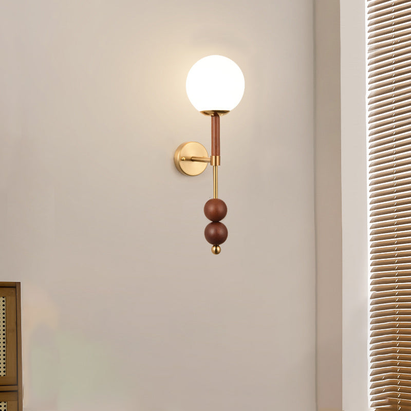 Traditionelle französische Globus Eisen Glas 1-Licht Wandleuchte für Schlafzimmer 