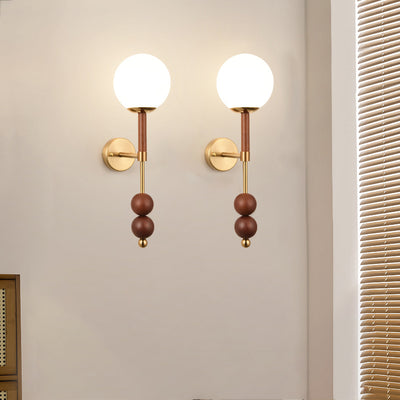 Traditionelle französische Globus Eisen Glas 1-Licht Wandleuchte für Schlafzimmer 