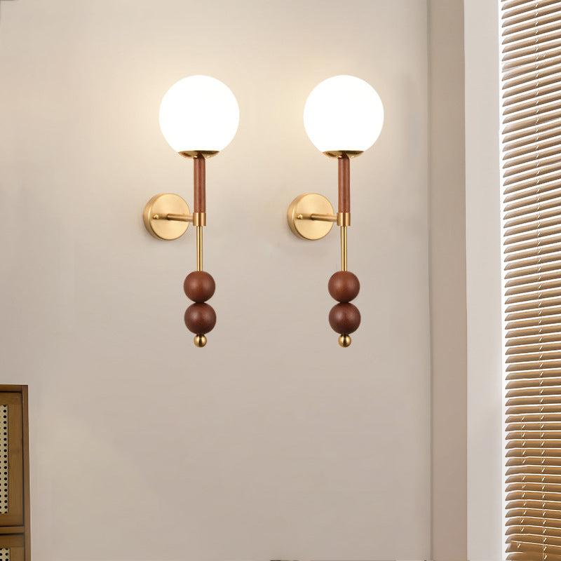 Traditionelle französische Globus Eisen Glas 1-Licht Wandleuchte für Schlafzimmer 