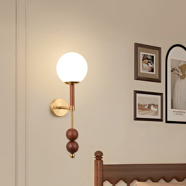 Traditionelle französische Globus Eisen Glas 1-Licht Wandleuchte für Schlafzimmer 