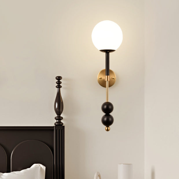 Applique murale traditionnelle française en fer et verre avec globe, 1 lumière pour chambre à coucher 