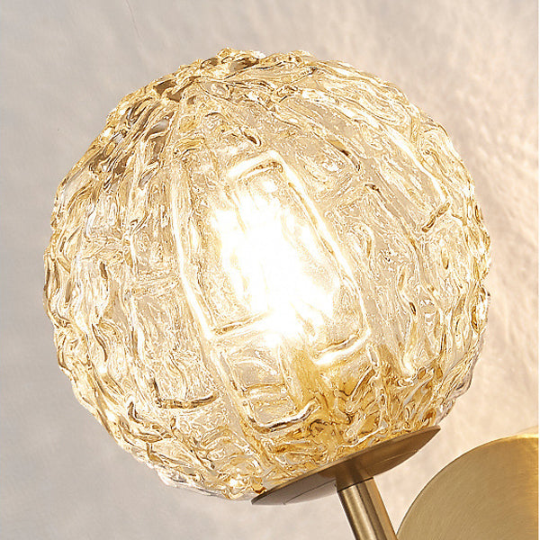 Applique murale en verre cuivre sphère nordique contemporaine 1 lumière pour chambre à coucher 