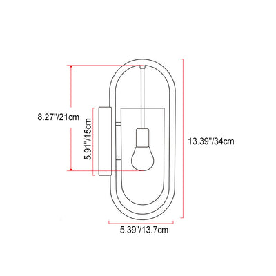 Modern Simplicity Oval Glass Metal Wood 1-Light Wall Sconce Lamp For Bedroom