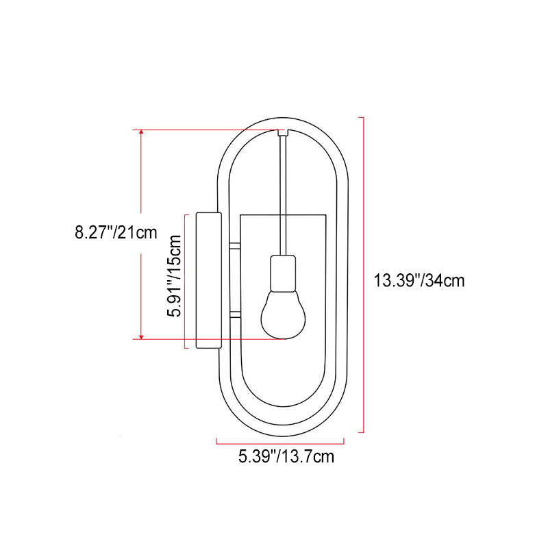 Modern Simplicity Oval Glass Metal Wood 1-Light Wall Sconce Lamp For Bedroom