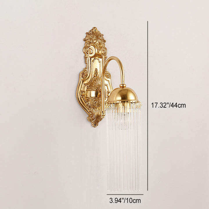 Traditionelle europäische Kuppel Kupfer Glas 1/2 Licht Wandleuchte für Wohnzimmer 