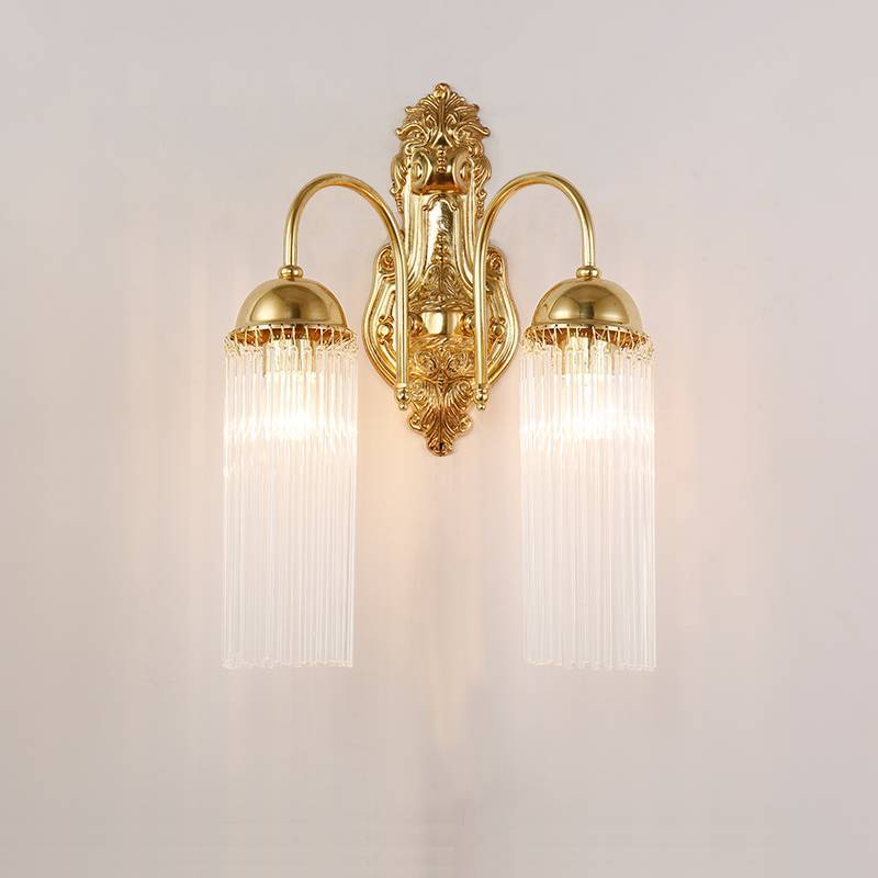 Traditionelle europäische Kuppel Kupfer Glas 1/2 Licht Wandleuchte für Wohnzimmer 