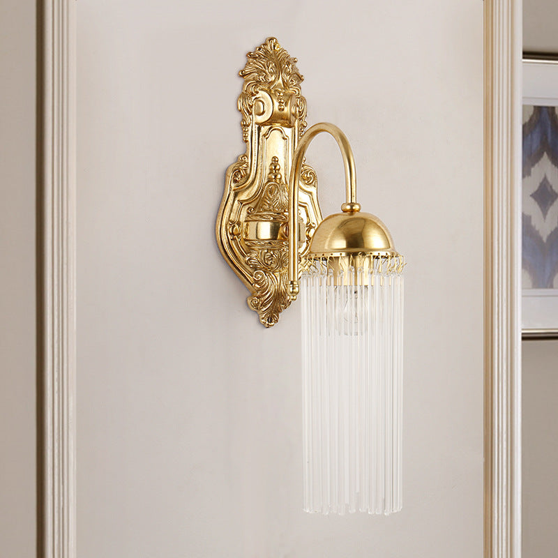 Traditionelle europäische Kuppel Kupfer Glas 1/2 Licht Wandleuchte für Wohnzimmer 