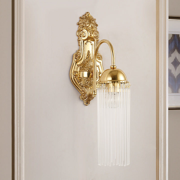 Traditionelle europäische Kuppel Kupfer Glas 1/2 Licht Wandleuchte für Wohnzimmer 