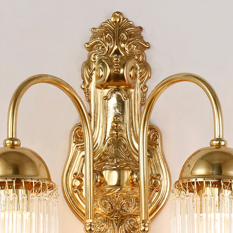 Traditionelle europäische Kuppel Kupfer Glas 1/2 Licht Wandleuchte für Wohnzimmer 