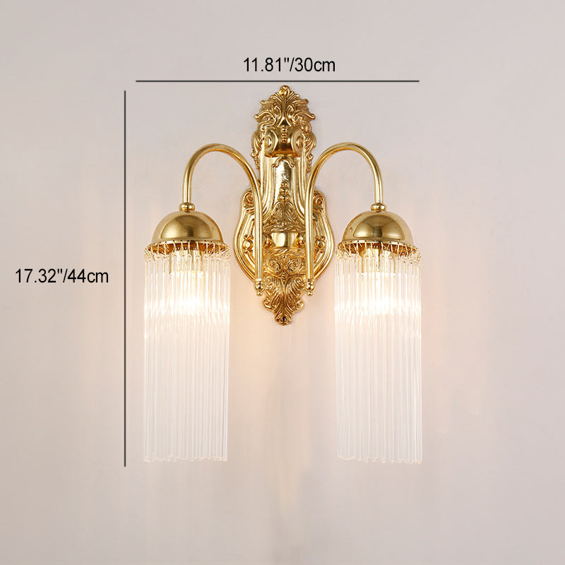 Traditionelle europäische Kuppel Kupfer Glas 1/2 Licht Wandleuchte für Wohnzimmer 