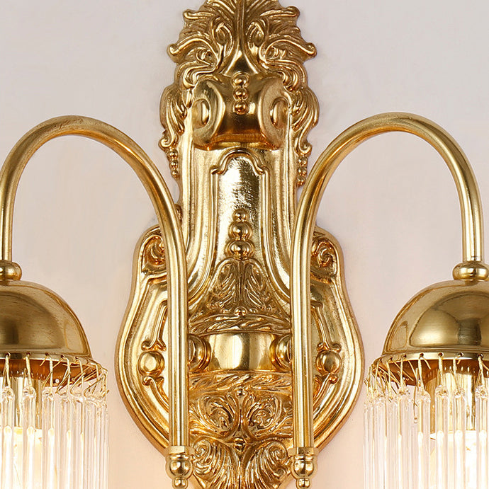 Traditionelle europäische Kuppel Kupfer Glas 1/2 Licht Wandleuchte für Wohnzimmer 