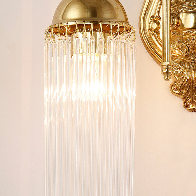 Traditionelle europäische Kuppel Kupfer Glas 1/2 Licht Wandleuchte für Wohnzimmer 