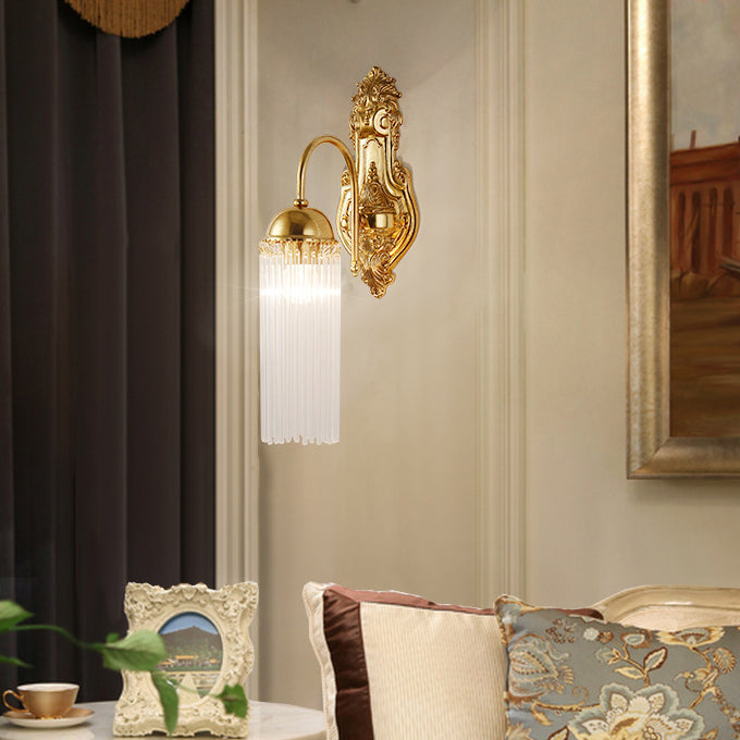 Traditionelle europäische Kuppel Kupfer Glas 1/2 Licht Wandleuchte für Wohnzimmer 